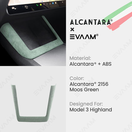 Alcantara 2024 Model 3 Highland Wireless Charging Frame Cover for Tesla- EVAAM®