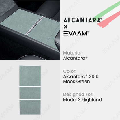 Alcantara 2024 Model 3 Highland Center Console Wraps Sticker Kit for Tesla -EVAAM® - EVAAM
