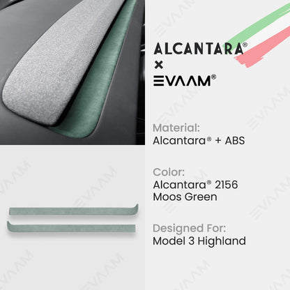 Alcantara 2024 Model 3 Highland Dash Cap Cover for Tesla-EVAAM® - EVAAM