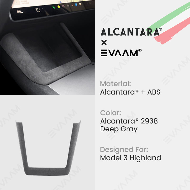 Alcantara 2024 Model 3 Highland Wireless Charging Frame Cover for Tesla-EVAAM® - EVAAM