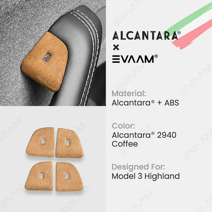 Alcantara 2024 Model 3 Highland Door Button Switch Trim Cover For Tesla -EVAAM® - EVAAM