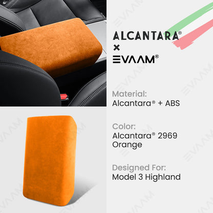 Alcantara 2024 Model 3 Highland Armrest Cover for Tesla-EVAAM® - EVAAM