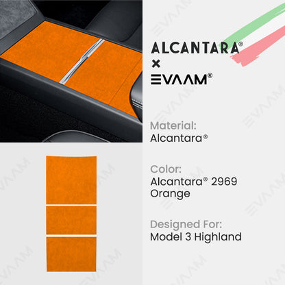 Alcantara 2024 Model 3 Highland Center Console Wraps Sticker Kit for Tesla -EVAAM® - EVAAM