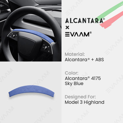 Alcantara 2024 Model 3 Highland Steering Wheel Strip Cover for Tesla-EVAAM® - EVAAM