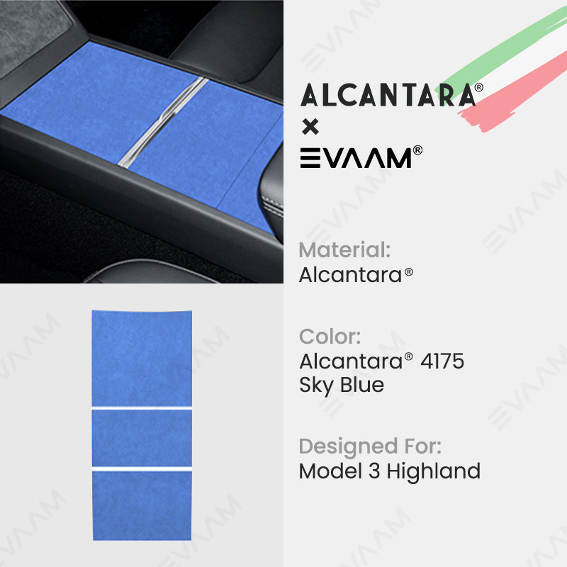 Alcantara 2024 Model 3 Highland Center Console Wraps Sticker Kit for Tesla -EVAAM® - EVAAM
