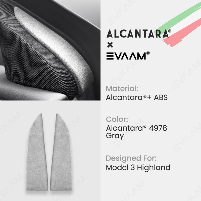 Alcantara 2024 Model 3 Highland Front Doors Triangle Trim Cover for Tesla-EVAAM® - EVAAM