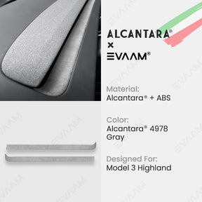 Alcantara 2024 Model 3 Highland Dash Cap Cover for Tesla-EVAAM® - EVAAM