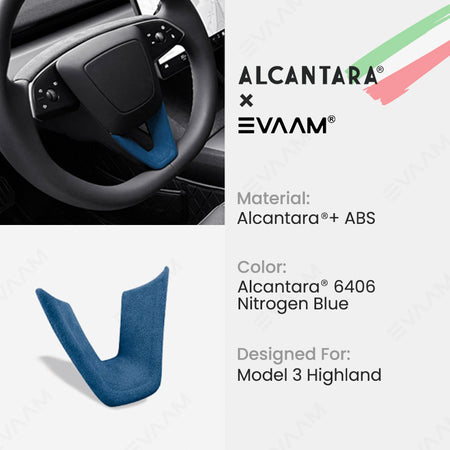 Alcantara Tesla Steering Wheel Wrap Cover Kit for Model 3/Y  (2017-2023)-EVAAM®