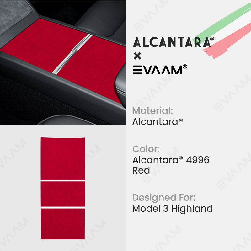 Alcantara 2024 Model 3 Highland Center Console Wraps Sticker Kit for Tesla -EVAAM® - EVAAM