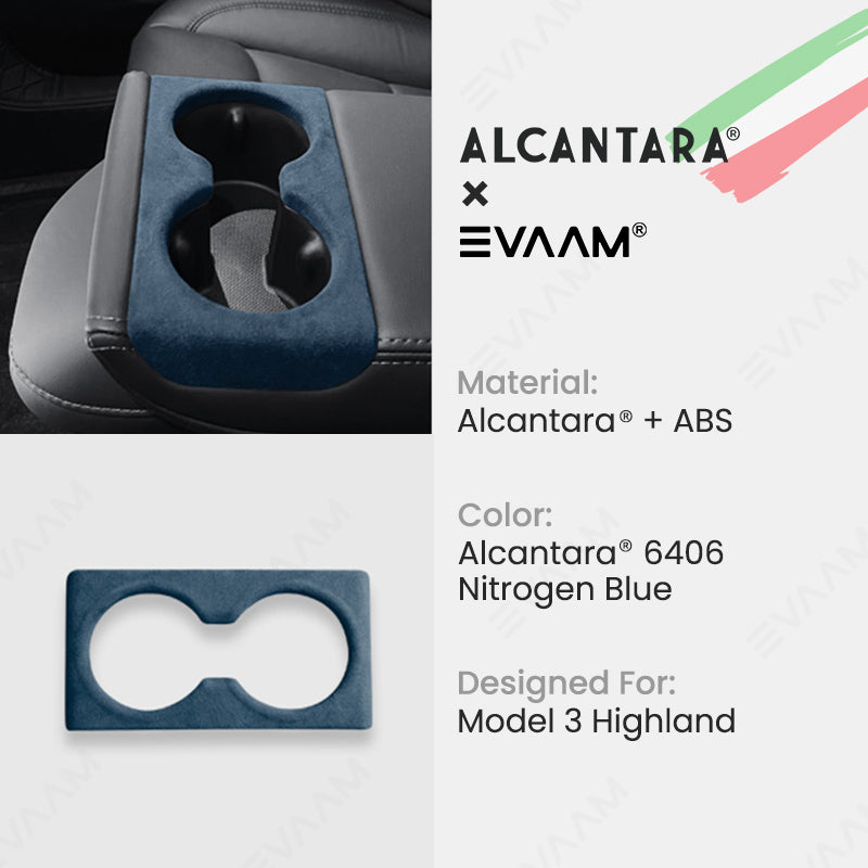 Alcantara 2024 Model 3 Highland Rear Seat Cup Cover for Tesla-EVAAM® - EVAAM