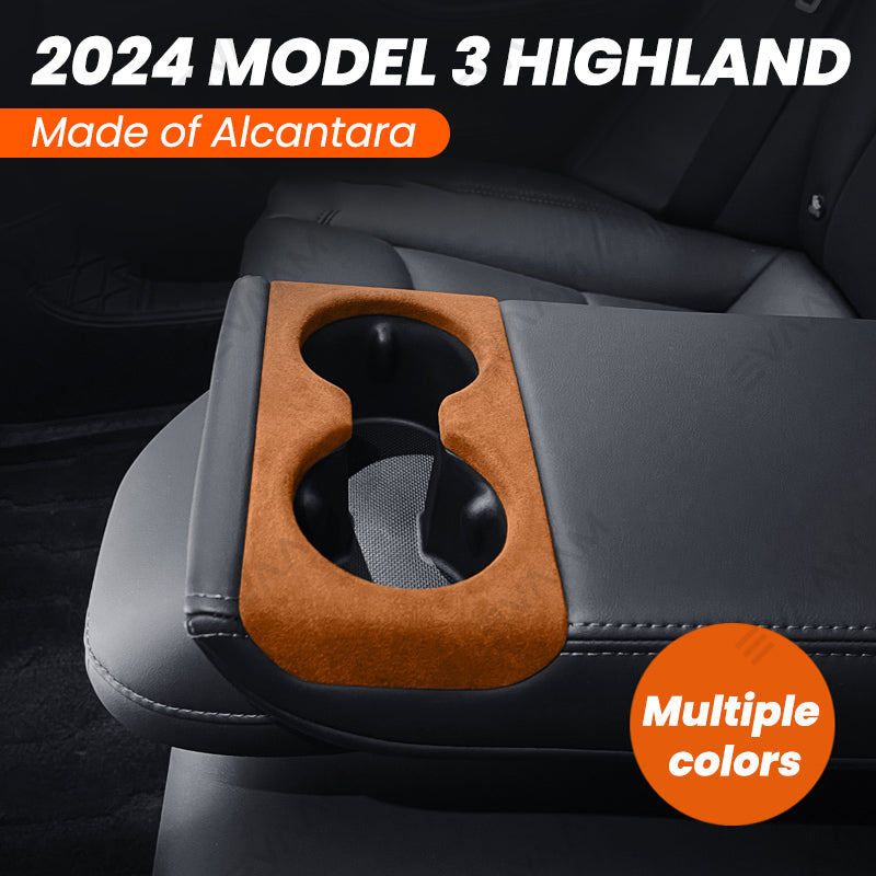 Alcantara 2024 Model 3 Highland Rear Seat Cup Cover for Tesla-EVAAM® - EVAAM