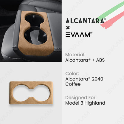 Alcantara 2024 Model 3 Highland Rear Seat Cup Cover for Tesla-EVAAM® - EVAAM