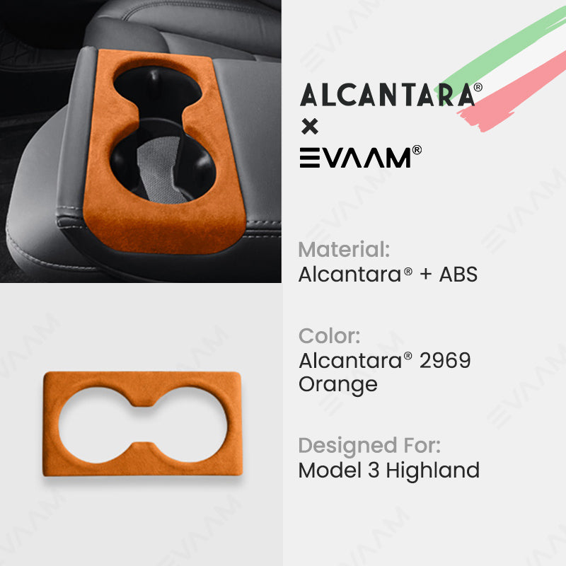 Alcantara 2024 Model 3 Highland Rear Seat Cup Cover for Tesla-EVAAM® - EVAAM