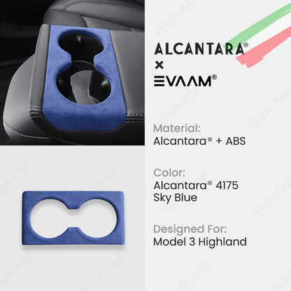 Alcantara 2024 Model 3 Highland Rear Seat Cup Cover for Tesla-EVAAM® - EVAAM