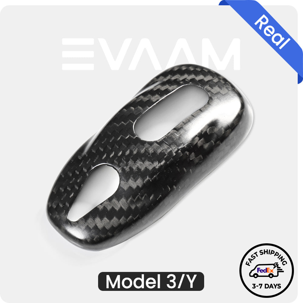 EVAAM® Tesla Matte Real Carbon Fiber Key Fob Cover for Model 3/Y (2017-2023)