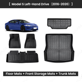 EVAAM® Custom Fit TPE Waterproof Floor Mats for Tesla Model S (2016-2020) - Eco-Friendly & Durable