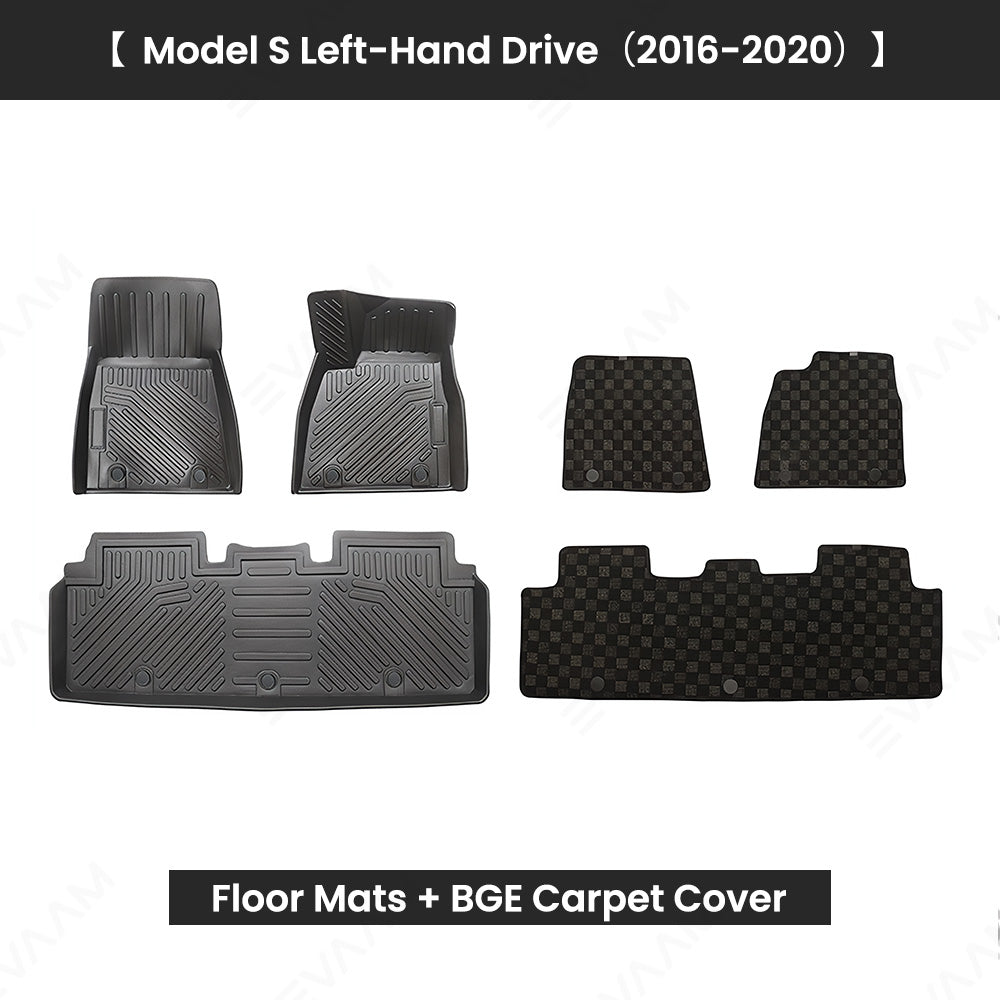 EVAAM® Custom Fit TPE Waterproof Floor Mats for Tesla Model S (2016-2020) - Eco-Friendly & Durable