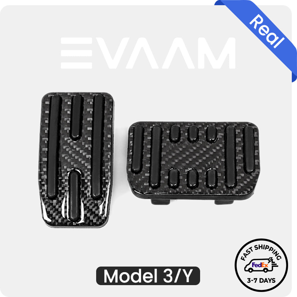 EVAAM® Gloss Real Carbon Fiber Tesla Performance Pedal Pads Cover für Model 3/Y (2017–2023)