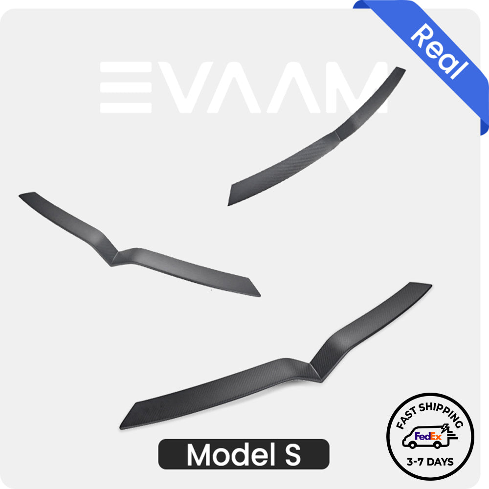 EVAAM® Matte Real Carbon Fiber Grille Trim Cover for Model S 2018