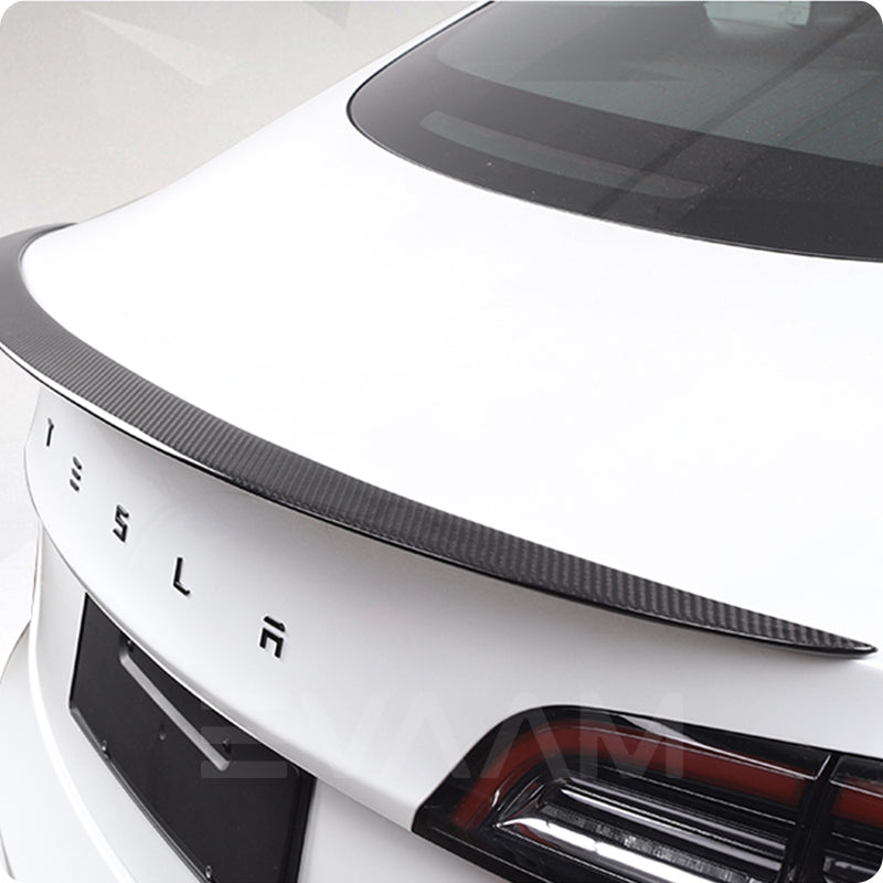 EVAAM® Glänzender Tesla-Kofferraumspoilerflügel aus echtem Carbon für Modell Y (2020–2023)