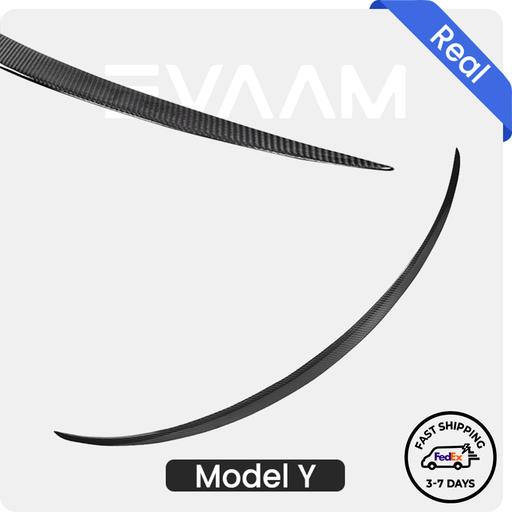 EVAAM® Glänzender Tesla-Kofferraumspoilerflügel aus echtem Carbon für Modell Y (2020–2023)