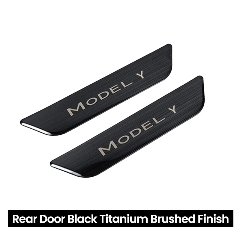 EVAAM® Black Front & Rear Door Sill Protector For Tesla Model Y Accessories (2Pcs) [2020-2023] - EVAAM