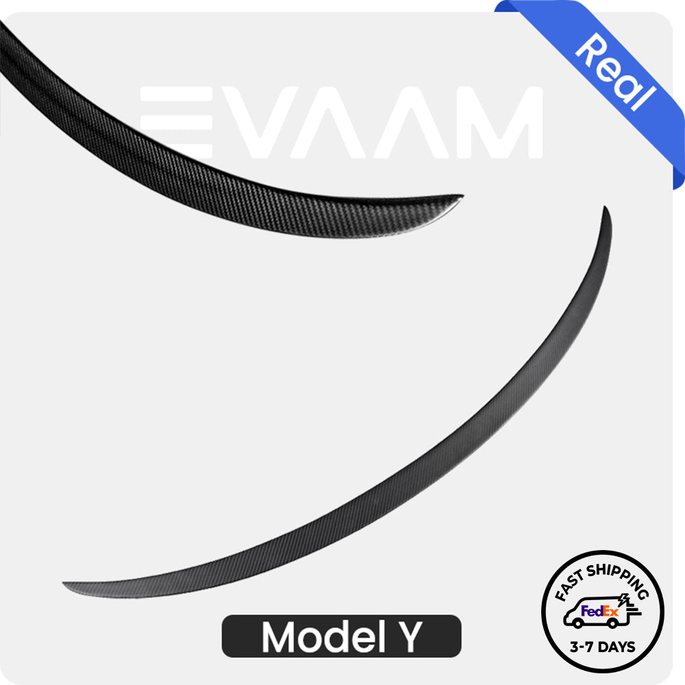 EVAAM® Matte Real Carbon Fiber Trunk Spoiler Wing for Tesla Model Y (2020-2023) - EVAAM