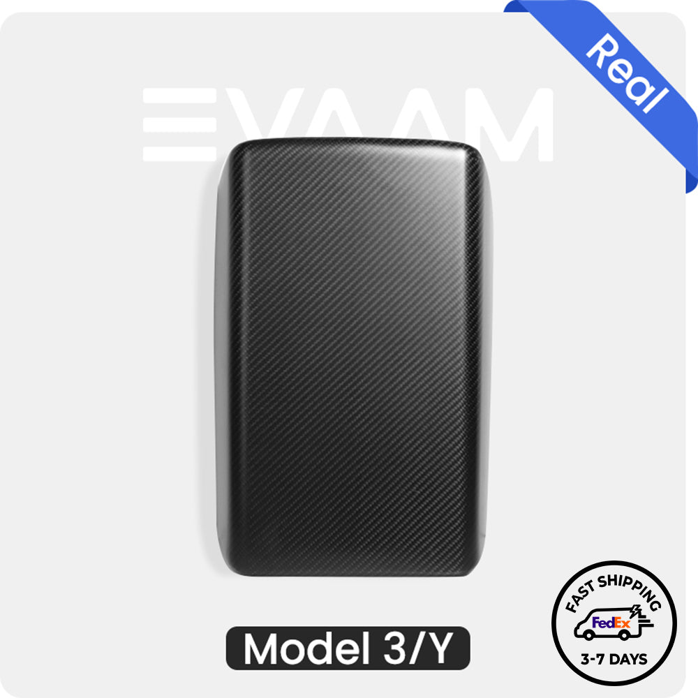 EVAAM® Matte Real Carbon Fiber Armrest Cover for Tesla Model 3/Y (2017-2023)