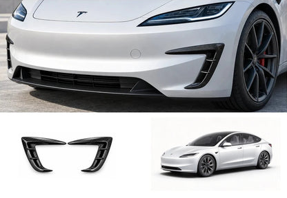Real Carbon Fiber Front Intake Air Blades Trim for Tesla Model 3 Highland 2024+