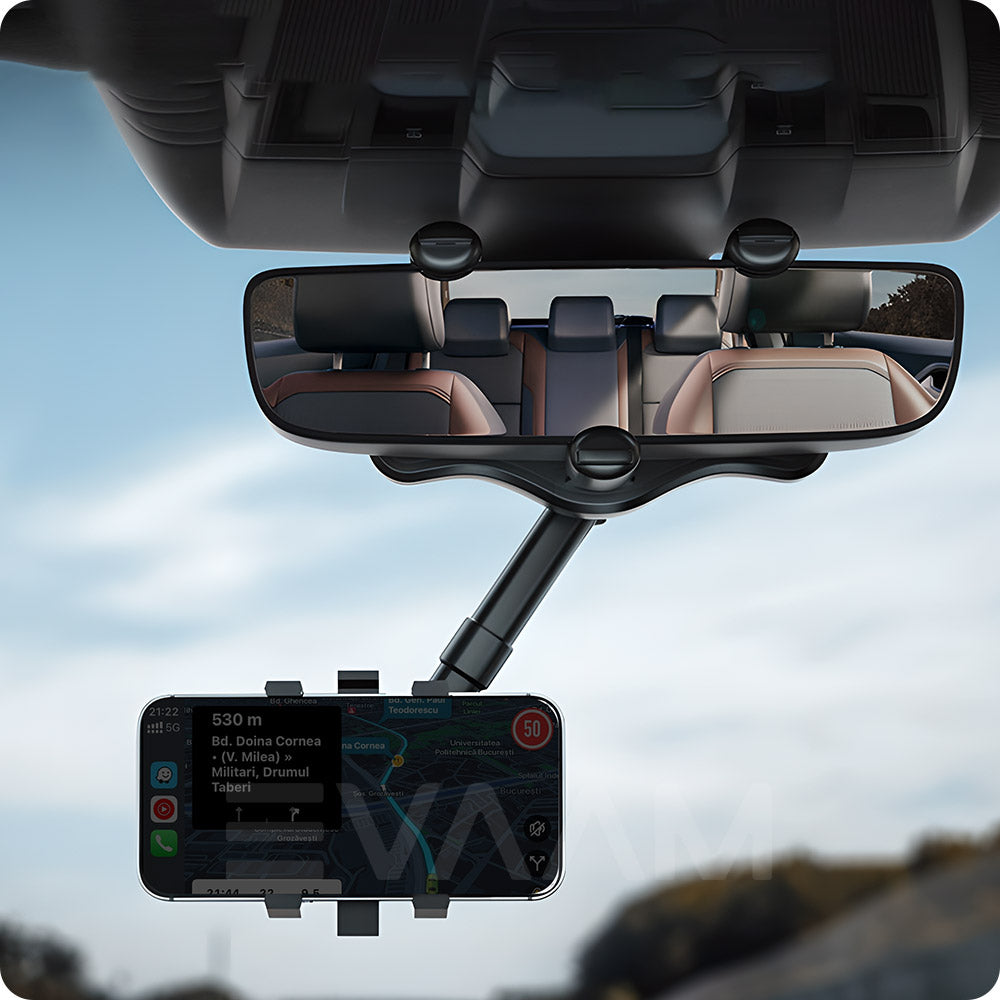 EVAAM® Universal Adjustable Rearview Mirror Phone Mount For All Brand Vehicles - EVAAM