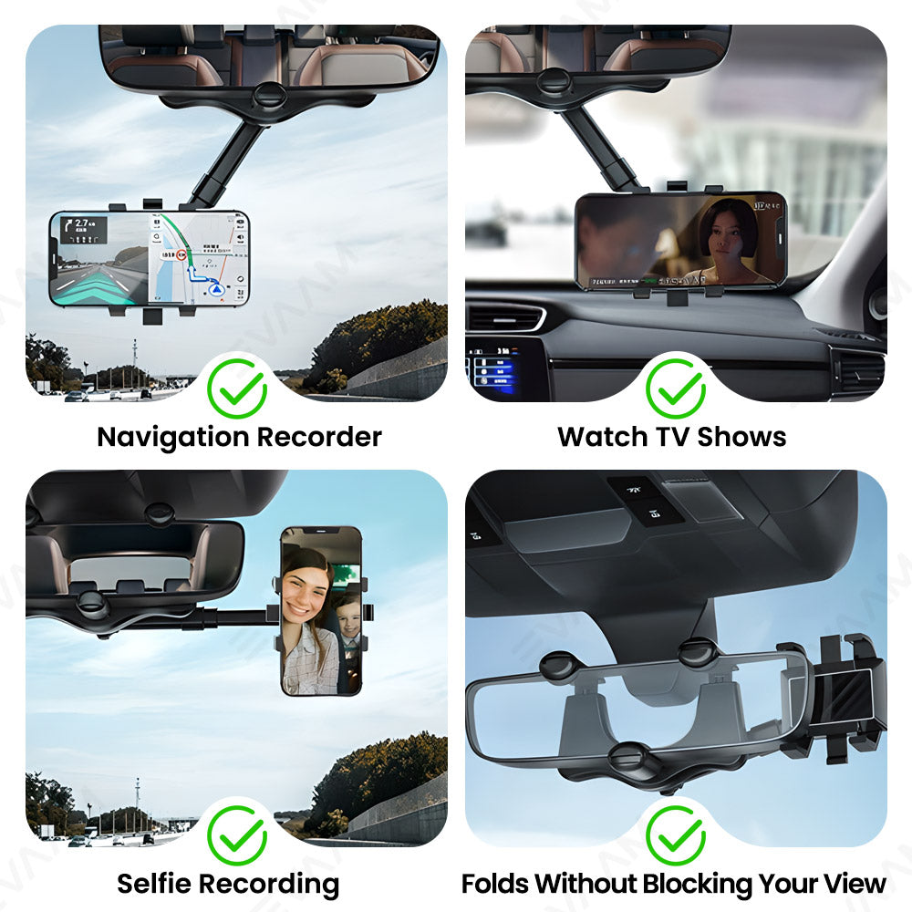 EVAAM® Universal Adjustable Rearview Mirror Phone Mount For All Brand Vehicles - EVAAM