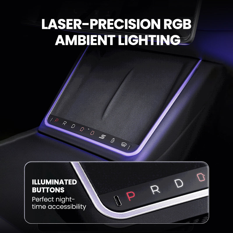 Smart Touch Center Console Wireless Charging Dock with Ambient Light Sync for Tesla Model Y Juniper / Model 3 Highland