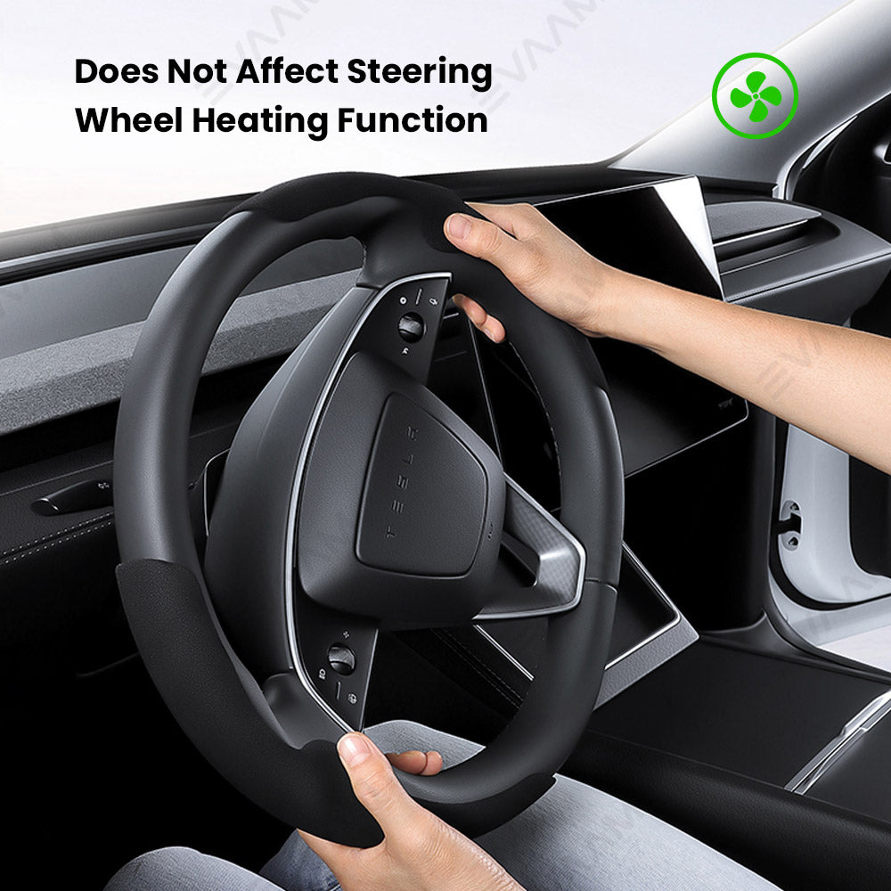 EVAAM® Anti-Slip Suede Steering Wheel Cover for Tesla  Model Y/3 Juniper 2025+ - EVAAM