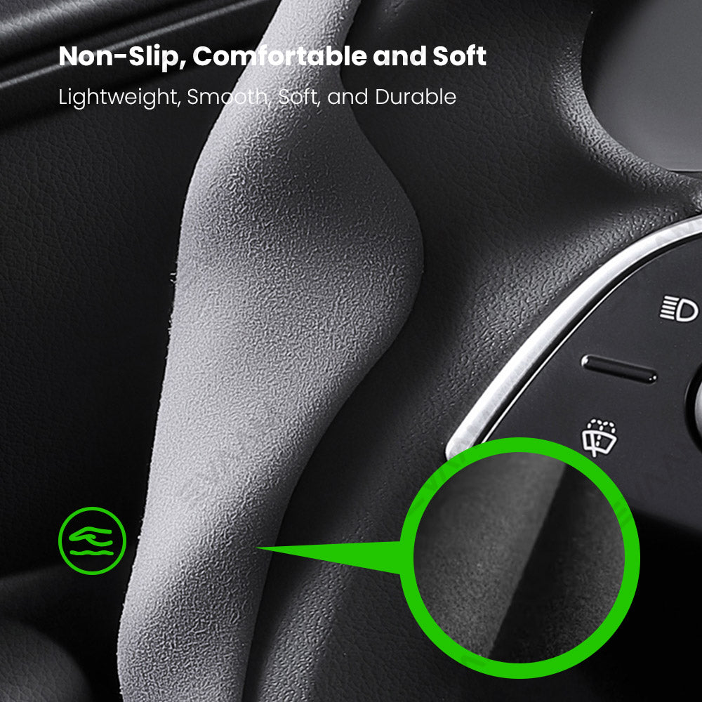 EVAAM® Anti-Slip Suede Steering Wheel Cover for Tesla  Model Y/3 Juniper 2025+ - EVAAM