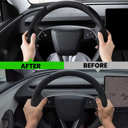 EVAAM® Anti-Slip Suede Steering Wheel Cover for Tesla  Model Y/3 Juniper 2025+ - EVAAM