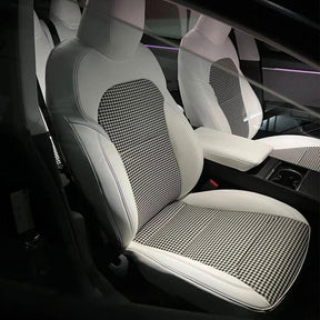 Upgrade! EVAAM® Two-tone Leather Full Seat Covers for Tesla Model 3/Y/S/X