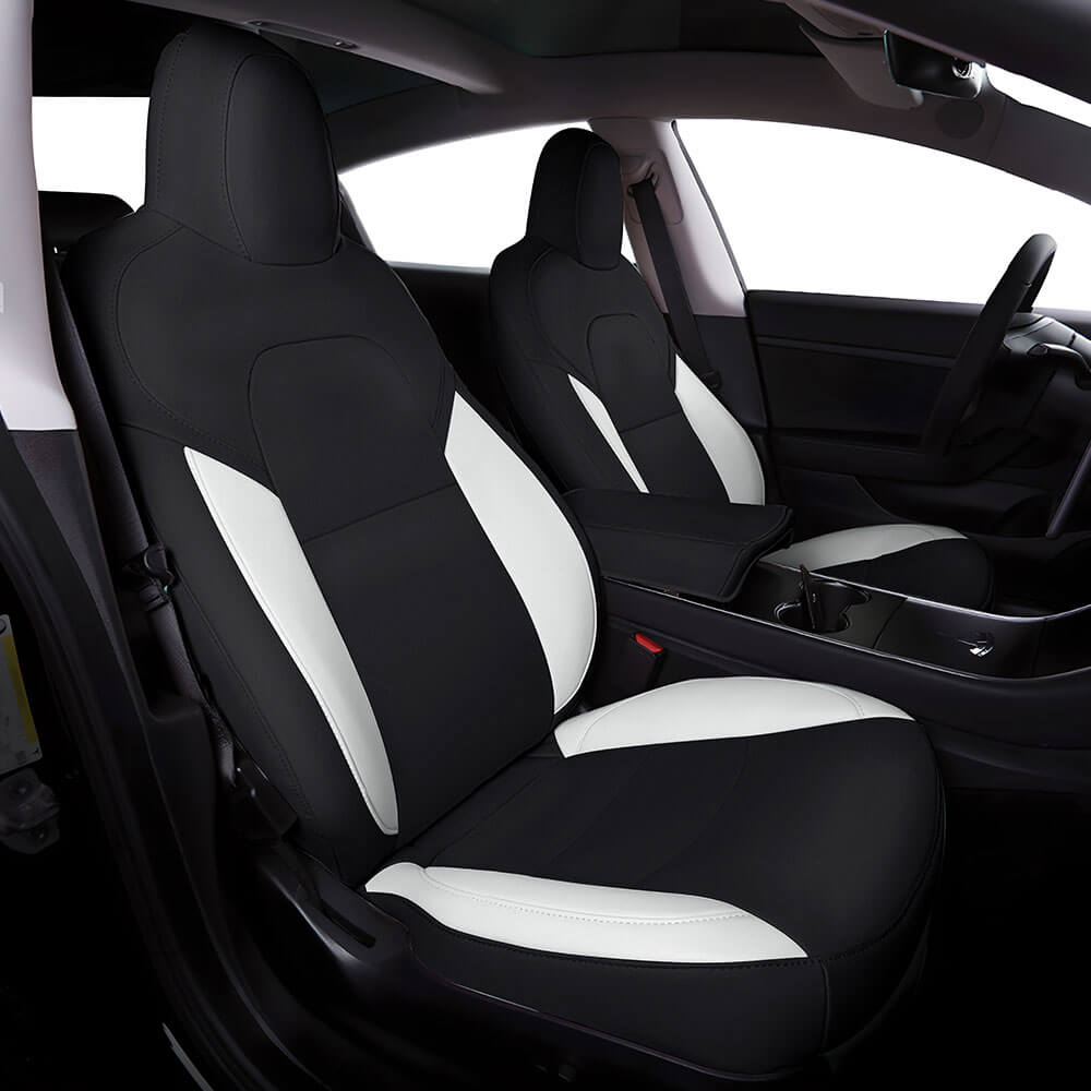 Upgrade! EVAAM® Two-tone Leather Full Seat Covers for Tesla Model 3/Y/S/X