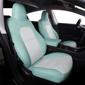 Upgrade! EVAAM® Two-tone Leather Full Seat Covers for Tesla Model 3/Y/S/X