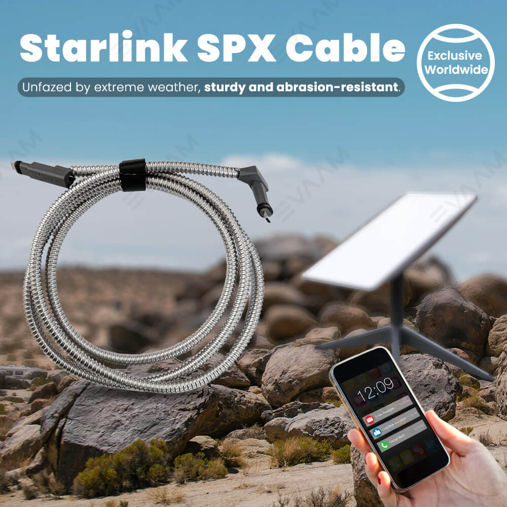 Upgrade! STARGEAR® Starlink SPX Metal Protection Cable - 23m (75ft)-EVAAM® - EVAAM