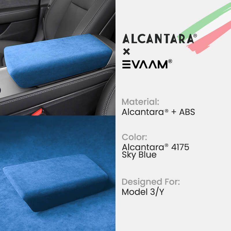Alcantara Armrest Cover for Tesla Model 3/Y (2017-2023)-EVAAM® - EVAAM