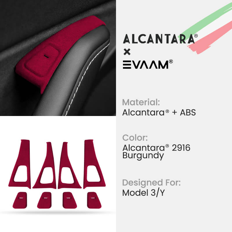 Alcantara Door Button Switch Trim Cover for Tesla Model 3/Y(2017-2023)-EVAAM® - EVAAM