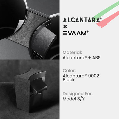 Alcantara Tesla Cup Holder Insert For Model 3/Y (2017-2023)-EVAAM® - EVAAM
