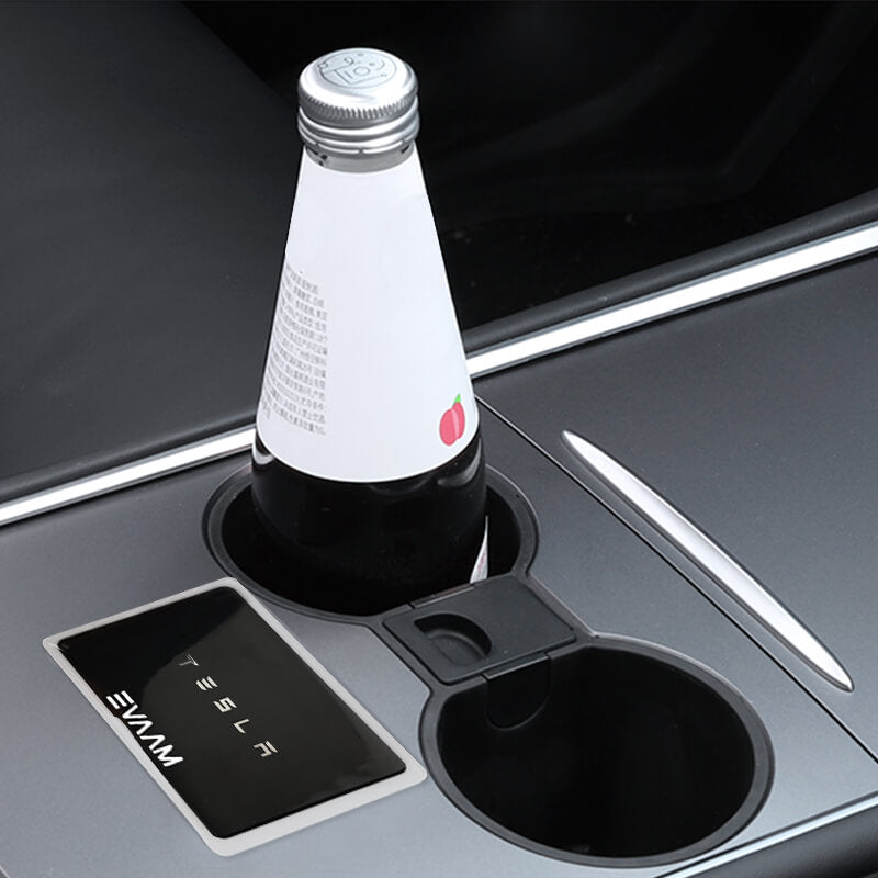 EVAAM® Tesla Cup Holder Insert & Transparent Key Protector for Model 3/Y (2017-2023) - EVAAM