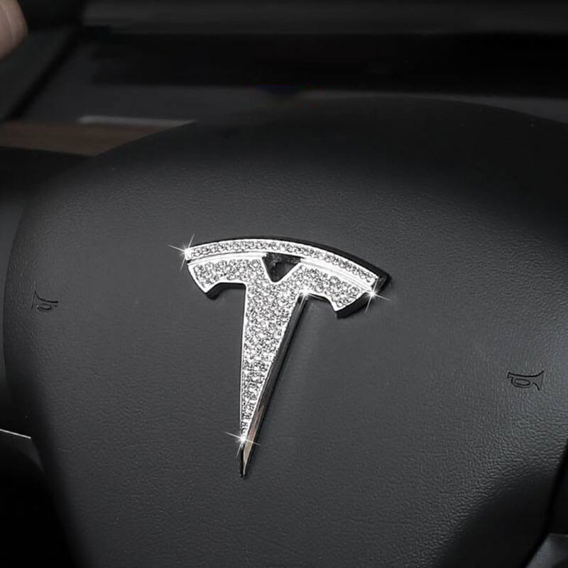 EVAAM® Bling Diamond Decal Wrap Logo Cover for Tesla All Models (3Pcs) - EVAAM