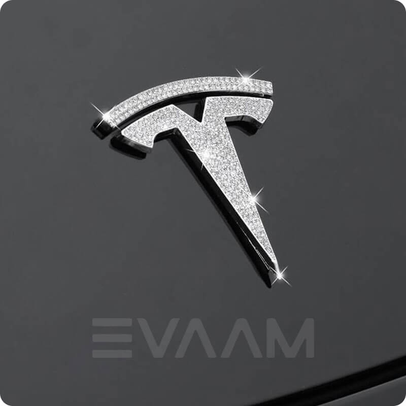 EVAAM® Bling Diamond Decal Wrap Logo Cover for Tesla All Models (3Pcs) - EVAAM