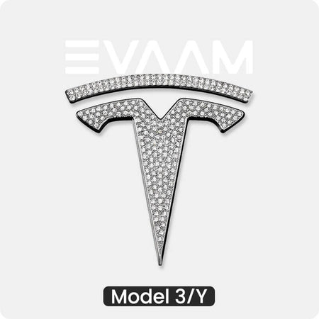 EVAAM® Bling Diamond Decal Wrap Logo Cover for Tesla All Models (3Pcs)