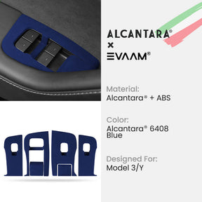 Alcantara Door & Window Switch Button Trim Cover For Tesla Model 3/Y (2017-2023)-EVAAM® - EVAAM