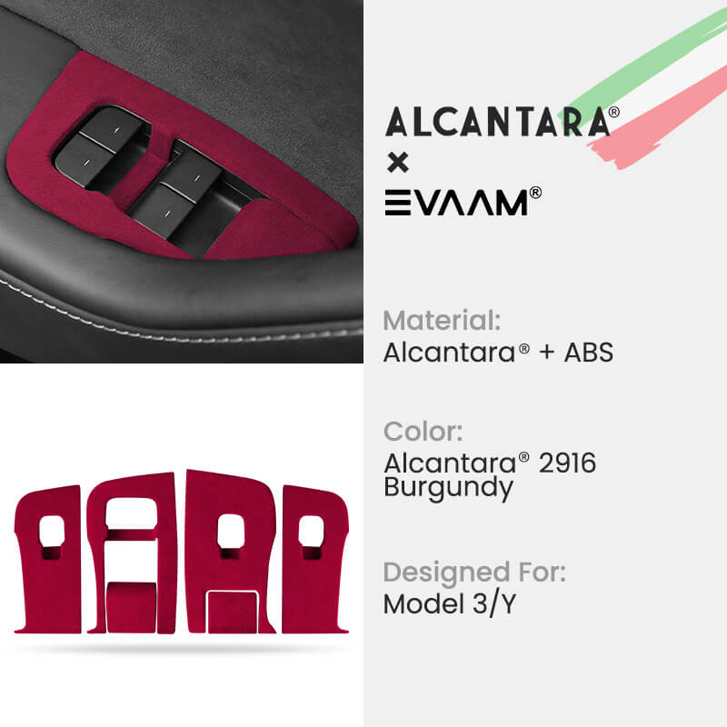 Alcantara Door & Window Switch Button Trim Cover For Tesla Model 3/Y (2017-2023)-EVAAM® - EVAAM