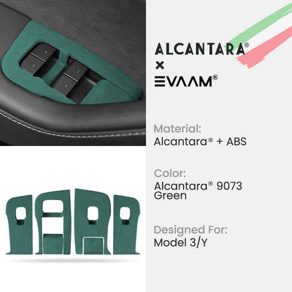 Alcantara Door & Window Switch Button Trim Cover For Tesla Model 3/Y (2017-2023)-EVAAM® - EVAAM
