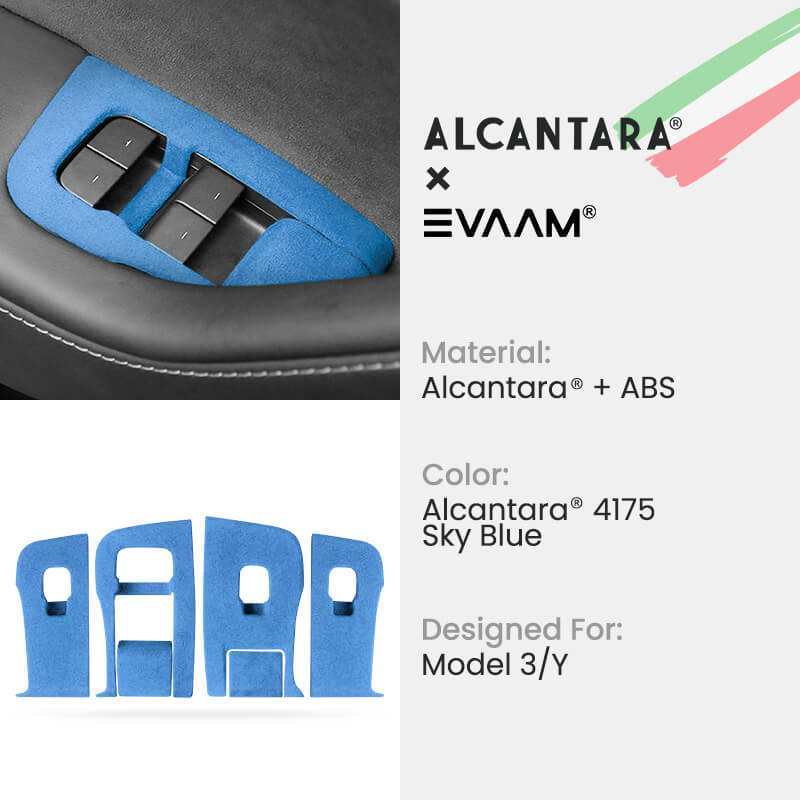 Alcantara Door & Window Switch Button Trim Cover For Tesla Model 3/Y (2017-2023)-EVAAM® - EVAAM